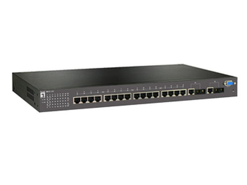LevelOne 16 x 802.3af PoE + 2 GE TX/1000LX Combo Managed Switch -40 ~ 75C