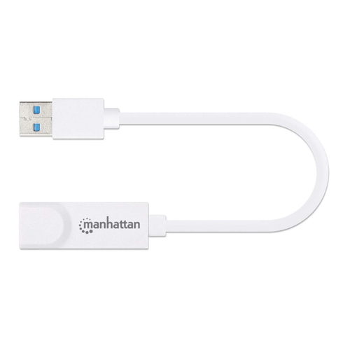 Manhattan Adaptador de red Gigabit USB-A, 10/100/1000 Mbps, 5 Gbps (USB 3.2 Gen1 / USB 3.0), Ethernet RJ45, blanco, 3 años de garantía, equivalente a USB31000SW imagen 3