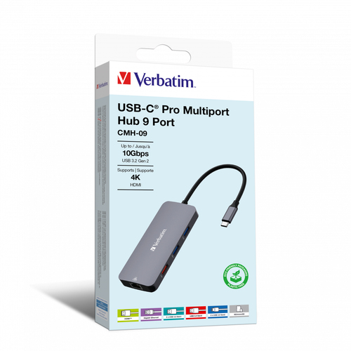 32152 Hub Verbatim USB C Pro Multipuerto Hub 9 Port CMH 09  32152