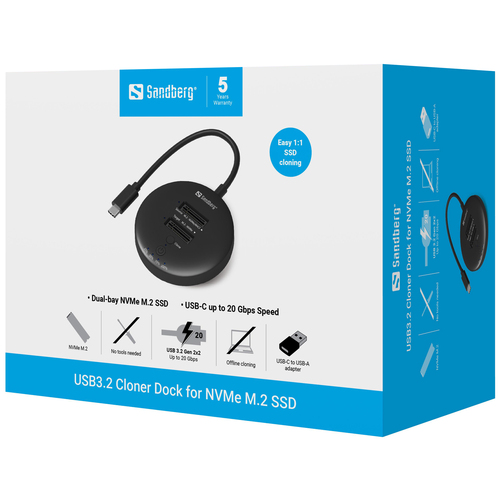 Sandberg USB3.2 Cloner Dock for NVMe M.2 SSD – image 4