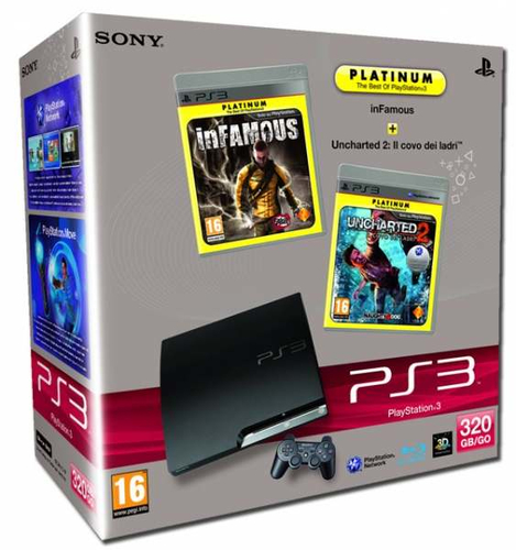 Sony Interactive Entertainment 320GB Playstation 3 Slim + InFamous + Uncharted 2