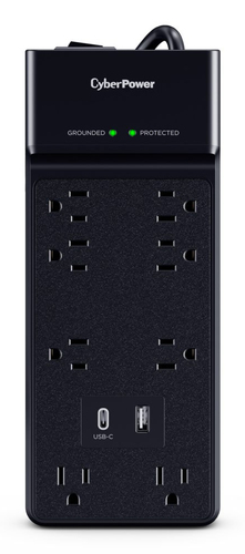 CYBERPOWER CSP806UC18 SURGE 800V 5-15P 6FT CORD BLACK