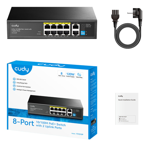 Cudy 8-Port 10/100M PoE+ Switch, afbeelding 2