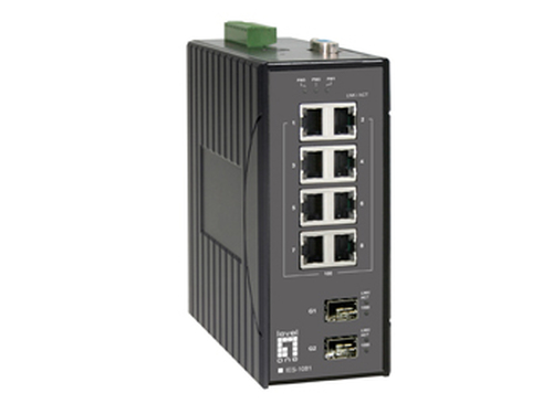 LevelOne 8 FE + 2 GE SFP Managed Switch -40 ~ 75C, DIN-rail