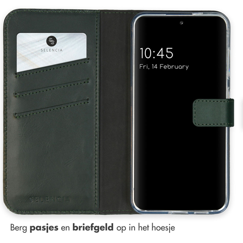 Selencia Echt Lederen Bookcase Samsung Galaxy S24 - Groen, afbeelding 3