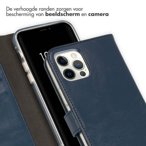 Selencia Echt Lederen Bookcase iPhone 12 (Pro) - Blauw, afbeelding 4