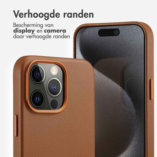 Accezz MagSafe Leather Backcover iPhone 15 Pro Max - Sienna Brown, afbeelding 4