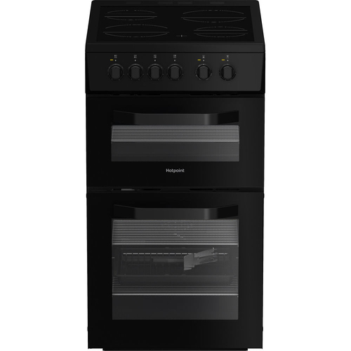 Hotpoint HTE5VCB 50cm Twin Cavity Electric Cooker in Black Ceramic Hob - image 1