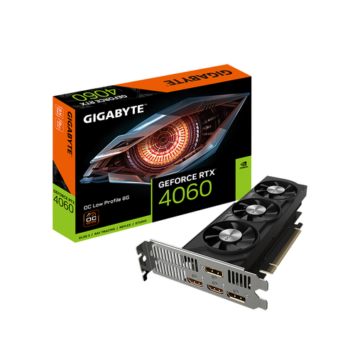 Tarjeta de Video Gigabyte GeForce RTX4060 OC 8GB Triple Fan Low Profile GDDR6 PCIe 40 2xHDMI 2xDP GV-N4060OC-8GL - GV-N4060OC-8GL