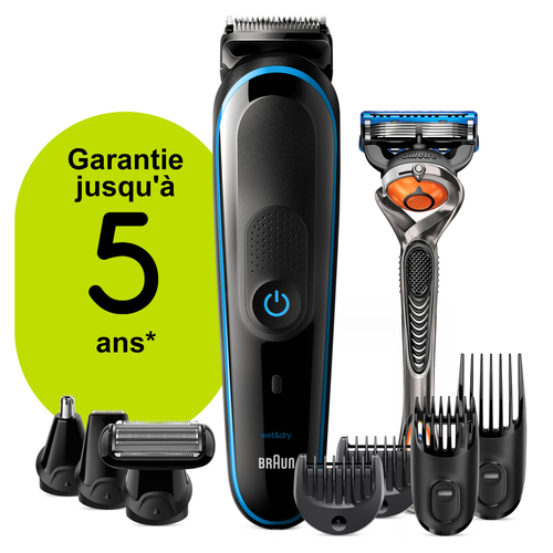 Braun All-in-one 9-in-1 Trimmer MGK5280 Men Beard Trimmer, Body Grooming Kit & Hair Clipper, Black/Blue – image 2