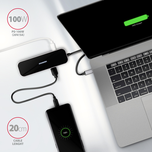 AXAGON SuperSpeed USB-C Hub USB-Hubs - USB 32 - 6 - Schwarz – Foto 5 von 10