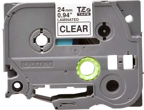 Original Brother P-Touch TZE151 24mm Gloss Tape - Black on Clear - image 2