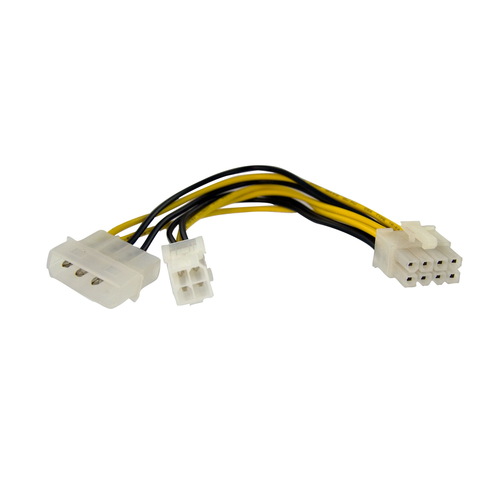 Product image: StarTech.com 6in 4 Pin to 8 Pin EPS Power Adapter with LP4 - F/M