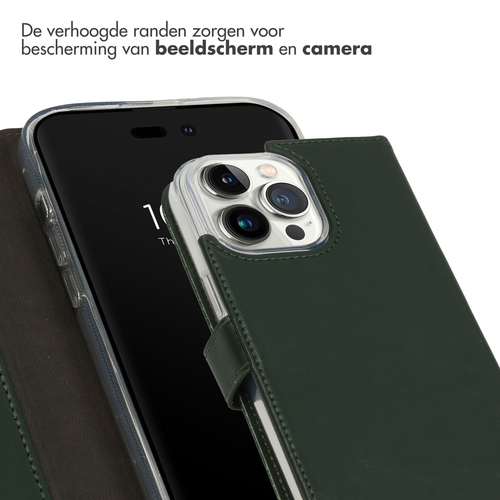 Selencia Echt Lederen Bookcase iPhone 14 Pro Max - Groen, afbeelding 4