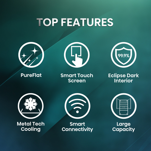 Hisense PureFlat Eclipse RF9P490GTFE Total No Frost American Fridge Freezer - Black - E Rated, Black - image 3