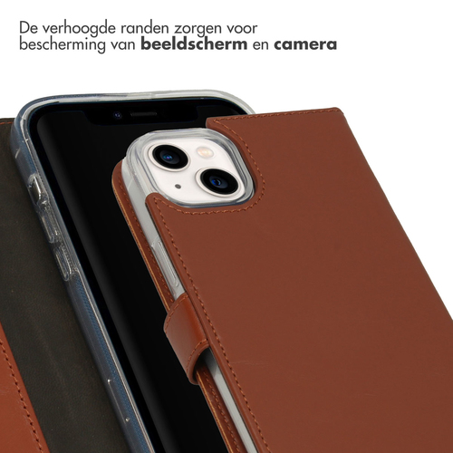 Selencia Echt Lederen Bookcase iPhone 14 Plus - Lichtbruin, afbeelding 4