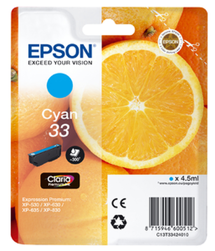 Epson 33 – Cartuccia ciano originale (Arancia)