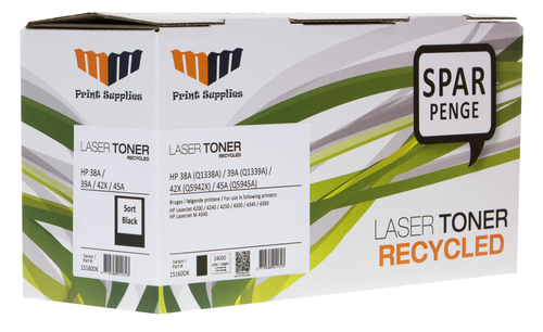 MM Black Laser Toner - HP 38A (Q1338A) / 39A (Q1339A) / 42X (Q5942X) / 45A (Q5945A) - For HP LaserJet