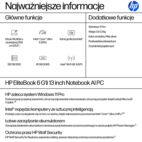 HP Inc. Notebook EliteBook 6 G1i U5-225U 512GB/16GB/W11P/13.3 C51GXET