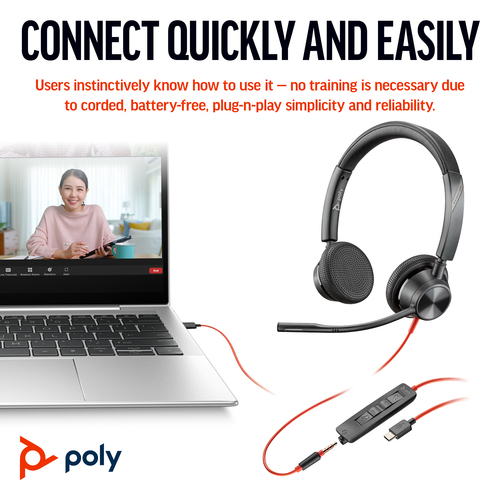 HP Poly Blackwire 3325 Stereo MT Certified USB-C Wired Headset - image 3