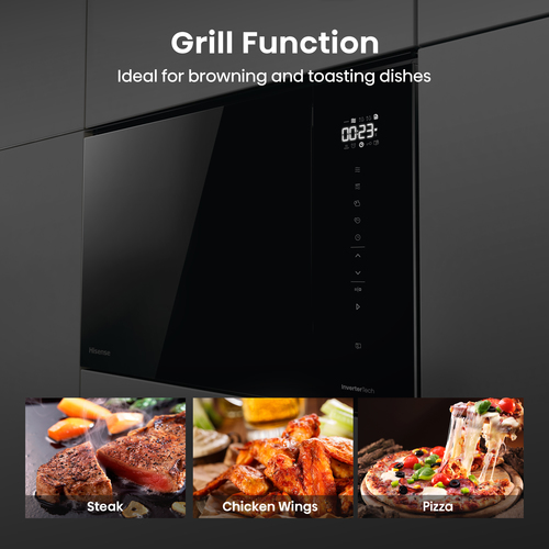 Hisense Hi6 BlackLine BIM325GI63DBGUK 25 Litre 39cm High, Built In Small Microwave With Grill - Jet Black, Black - image 8
