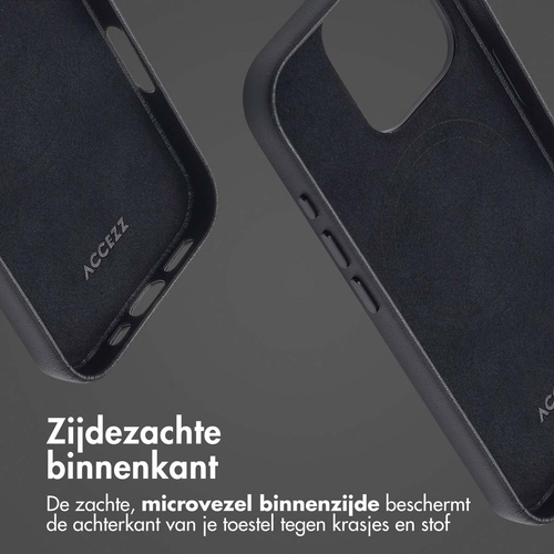 Accezz MagSafe Leather Backcover voor iPhone 16 Pro Telefoonhoesje Zwart, afbeelding 6
