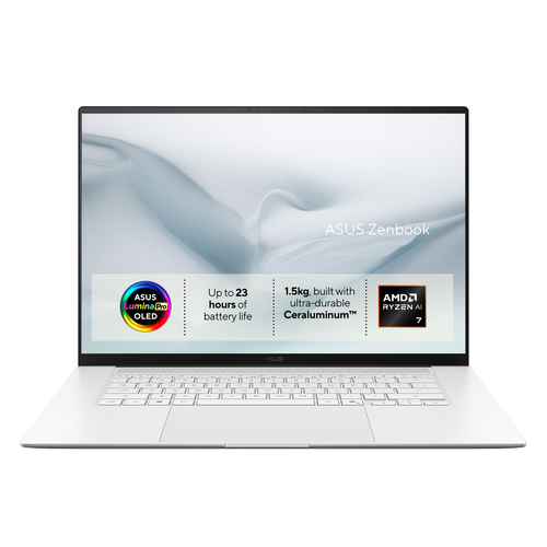 ASUS Zenbook S16 UM5606GA-SR553W Copilot+ PC AMD Ryzen™ AI 7 445 Ноутбук 40,6 cm (16") Сенсорный экран 3K 16 GB LPDDR5x-SDRAM 512 GB Твердотельный накопитель (SSD) Wi-Fi 7 (802.11be) Windows 11 Home Белый