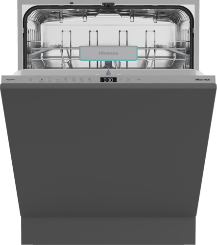 Hisense Powerful and reliable, this fully integrated dishwasher fits 14 place settings. With 6 intuitive programmes and quiet operation takes care of all kitche