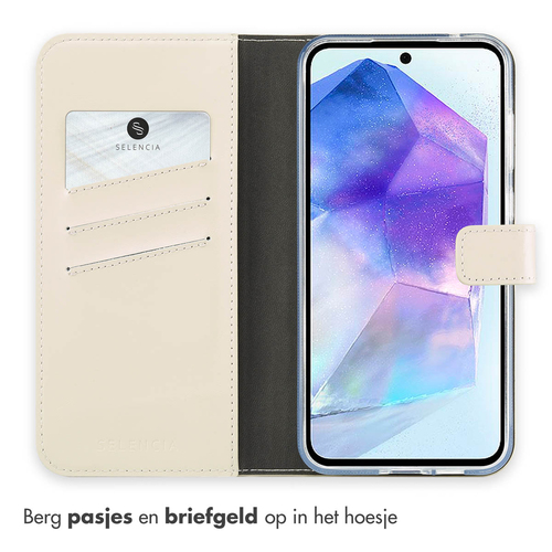 Selencia Echt Lederen Bookcase Samsung Galaxy A55 - Greige, afbeelding 3