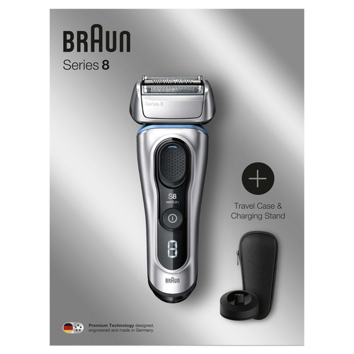 Braun Series 8 8359s Next Generation Electric Shaver, Charging Stand, Leather Case, Silver – image 2