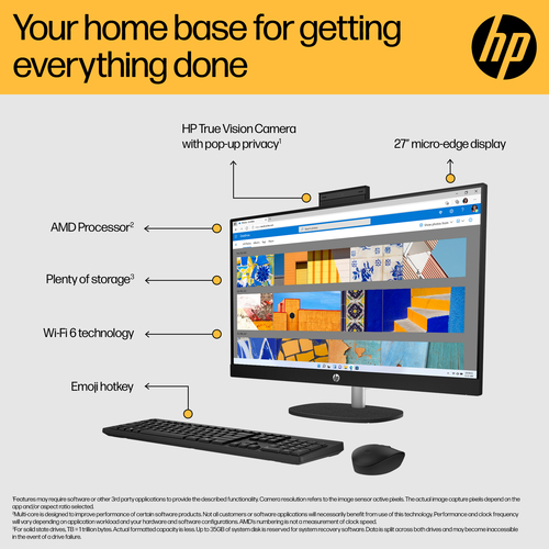 HP 27-cr0000na Amd Ryzen 7 7730U 16GB RAM 512GB SSD 27" Windows 11 Home All-in-One - image 6