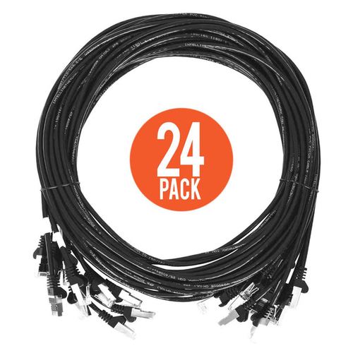 CAT6 U/UTP SLIM NETWORK PATCH CABLE, 1.5 FT., BLACK, 24-PACK
