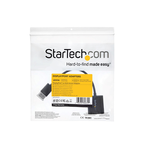 StarTech.com Adaptador de DisplayPort a VGA - Convertidor Activo DP a VGA Vídeo 1080p - Adaptador de Cable DP/DP++ a Monitor VGA - Dongle Conversor DP a VGA - DP 1.2 a VGA