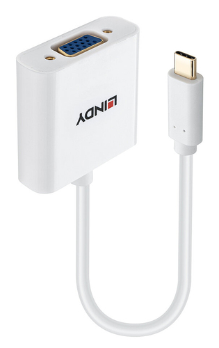 Lindy 43437 video kabel adapter 0,1 m USB Type-C VGA (D-Sub) Wit, afbeelding 2