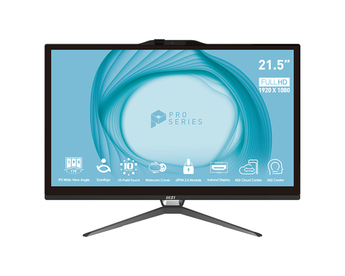 MSI Pro AP222T 13M-057IT Intel® Pentium® Gold G7400 54,6 cm (21.5") 1920 x 1080 пикселей Сенсорный экран ПК все в одном 4 GB DDR4-SDRAM 128 GB Твердотельный накопитель (SSD) Windows 11 Pro