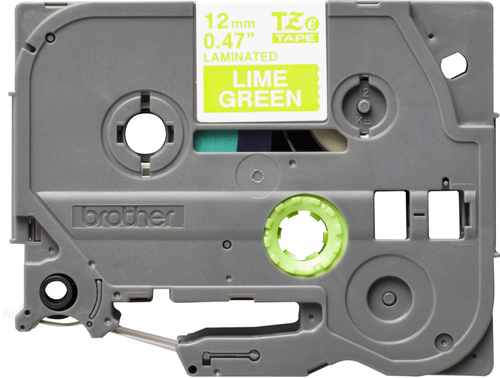 Original Brother TZEMQG35 12mm Matt Tape - White on Lime Green - image 2
