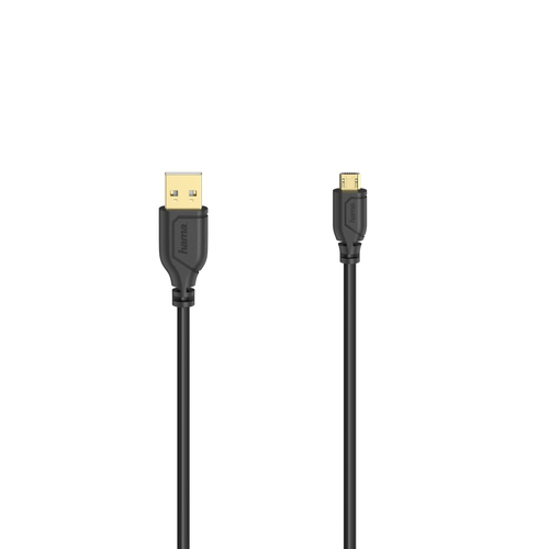 Product image: Hama Flexi-Slim USB cable USB 2.0 0.75 m Micro-USB A USB A 0.48 Gbit/s Black