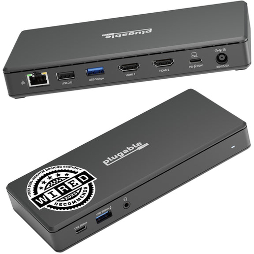 PLUGABLE USB-C DUAL HDMI DOCKING STATION WITH 65W POWER DELIVERY