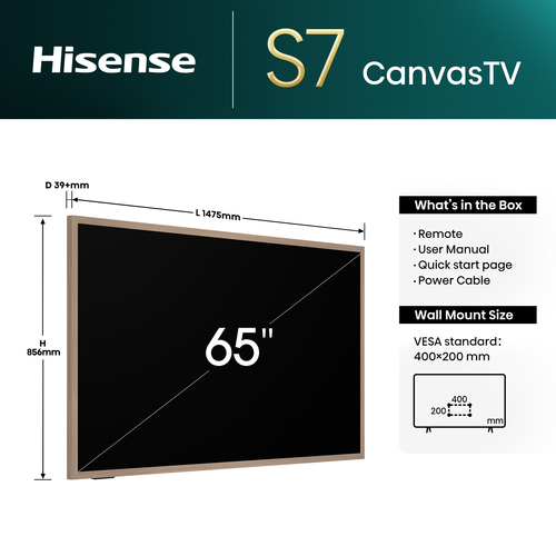 Hisense 65" S7NQTUK Canvas TV with Freely & ArtMode – image 2