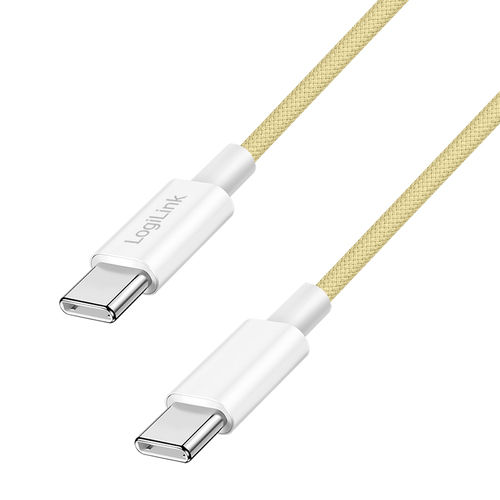 USB 2.0 Type-C cable, C/M to C/M, nylon jacket, 60W, yellow, 0.5 m