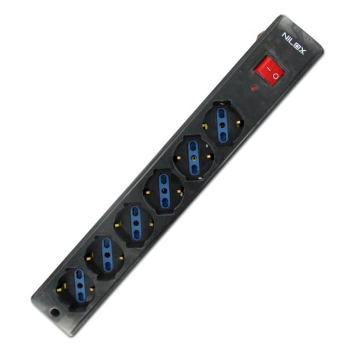 Nilox MULTIPRESA 6P. BIP/SCHUKO NERO