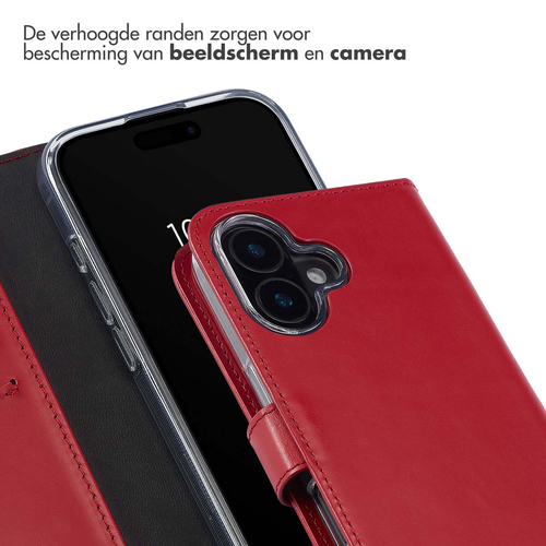 Selencia Echt Lederen Bookcase iPhone 16 - Rood, afbeelding 4