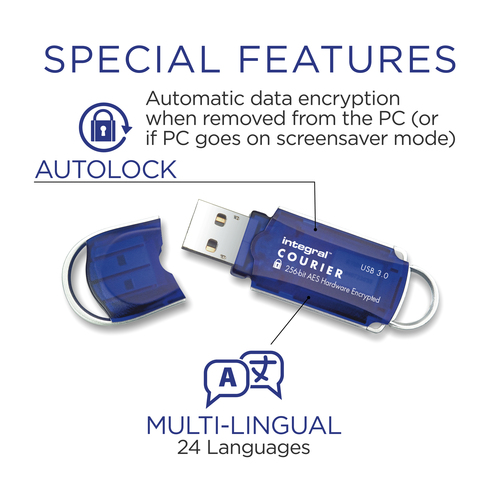 Integral 8GB HARDWARE ENCRYPTED USB 3.0 DRIVE SECURE PASSWORD 256 AES FIPS 197 COURIER – image 4