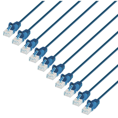 CAT6 U/UTP SLIM NETWORK PATCH CABLE, 5 FT., BLUE, 10-PACK
