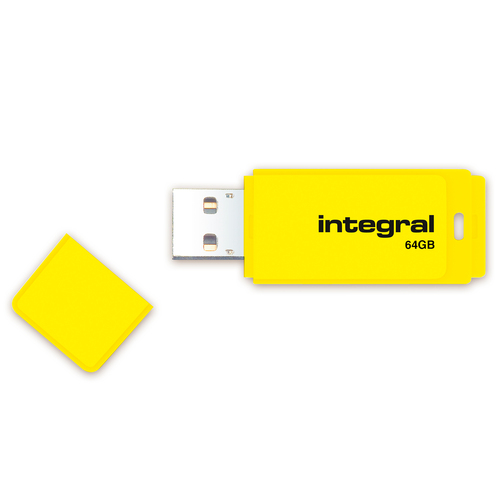 Integral 64GB TWIN USB2.0 DRIVE NEON BLUE YELLOW ETAIL – image 5
