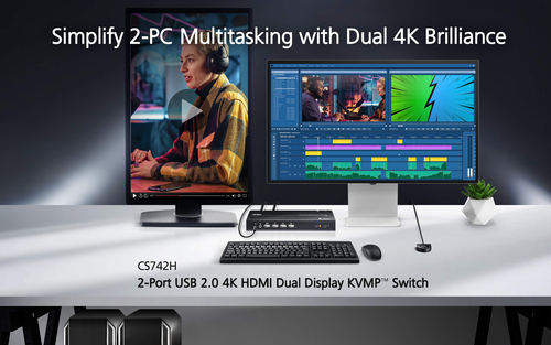 ATEN 2-Port USB 4K HDMI Dual-Display KVMP Switch (Cables included) – image 4