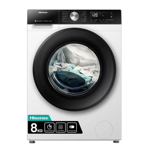 Hisense 3S Series WF3S8043BW 8kg WiFi Connected Washing Machine with 1400 rpm - White - A Rated, White - image 1