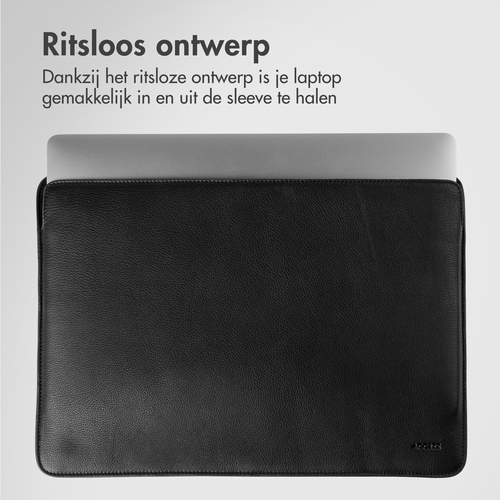 Accezz Leather hoes voor MacBook 14 inch Laptop sleeve Zwart, afbeelding 4