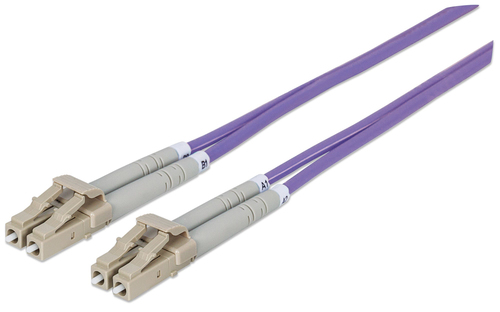 Product image: Intellinet Fiber Optic Patch Cable, OM4, LC/LC, 5m, Violet, Duplex, Multimode, 50/125 µm, LSZH, Fibre, Lifetime Warranty