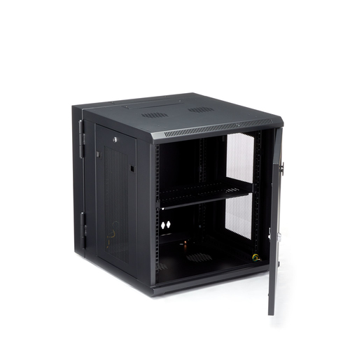 StarTech.com 12U 19 Wall Mount Network Cabinet - 20 Deep Hinged Locking IT Data Enclosure - Flexible Vented Rack w/Shelf - Depth Stativindelukkekabinet Sort – billede 4